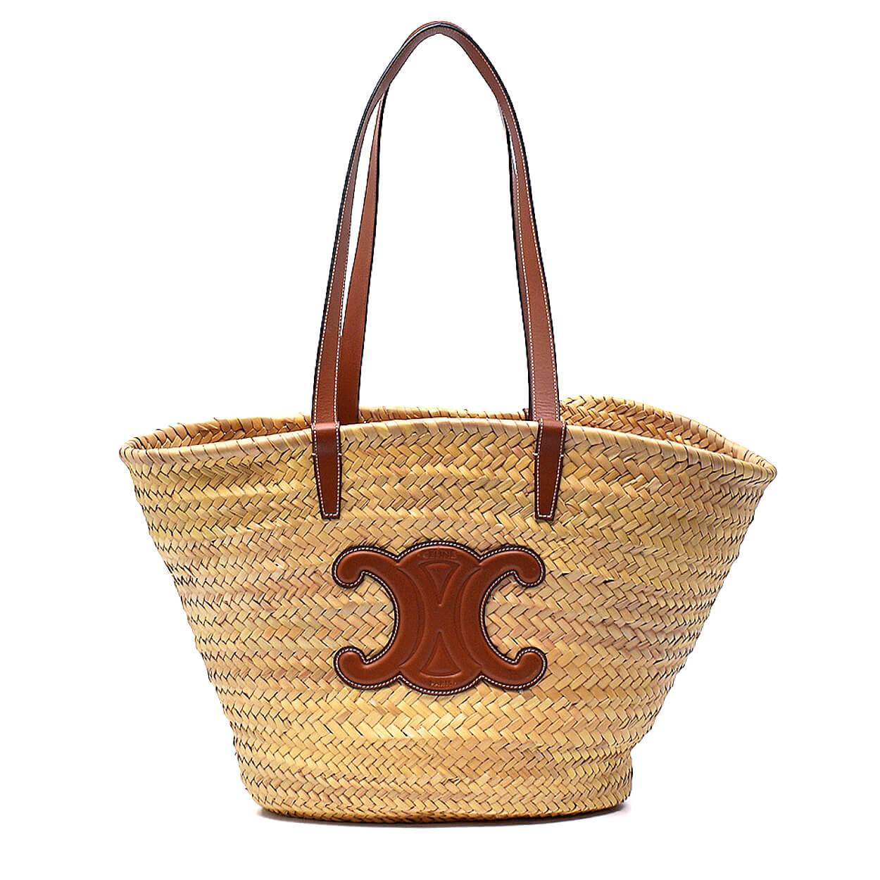 Celine - Wicker/Tan Raffia Triomphe Classic Panier Large Tote Bag